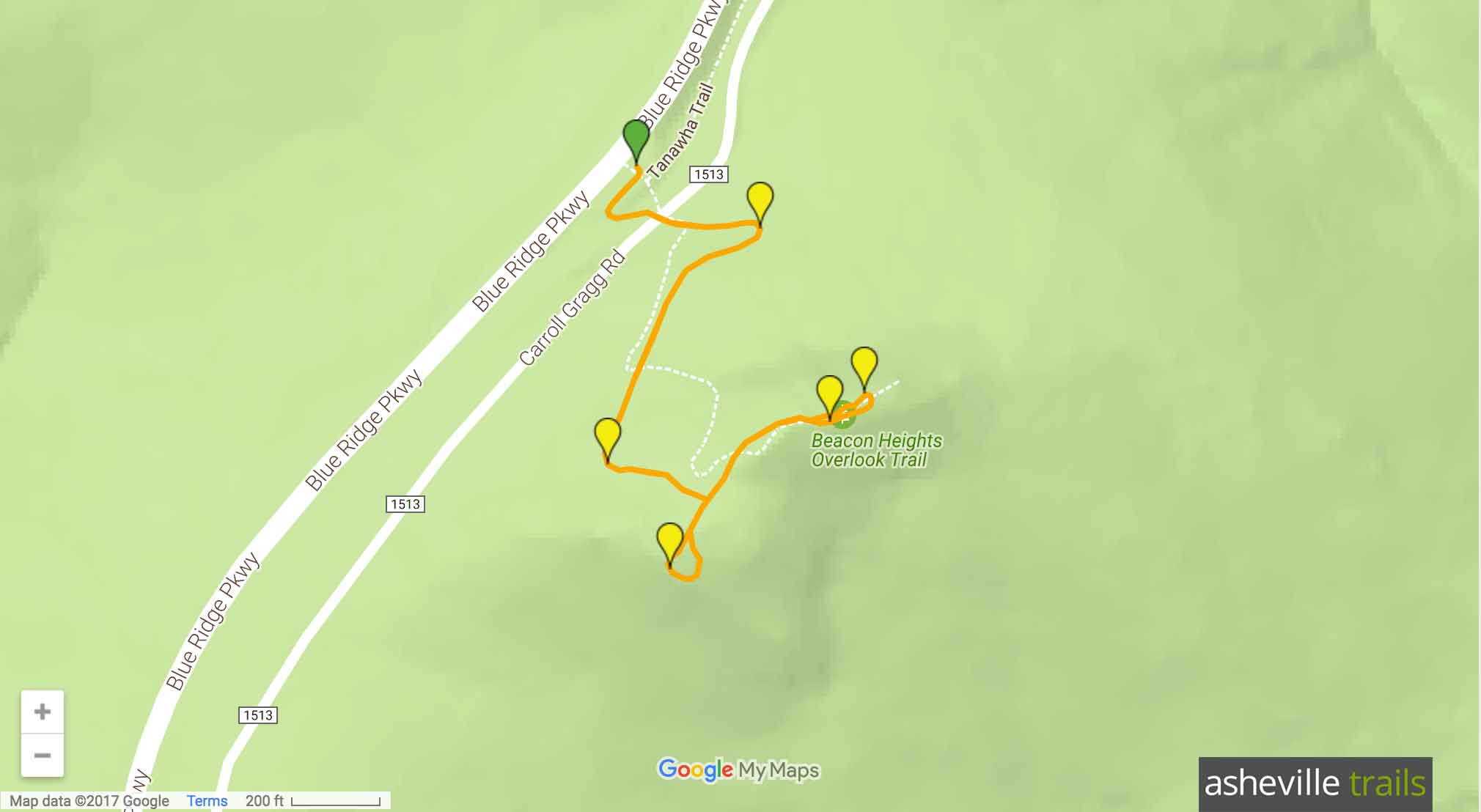 Beacon Heights Trail at Grandfather - Beacon Heights Trail Map@2x