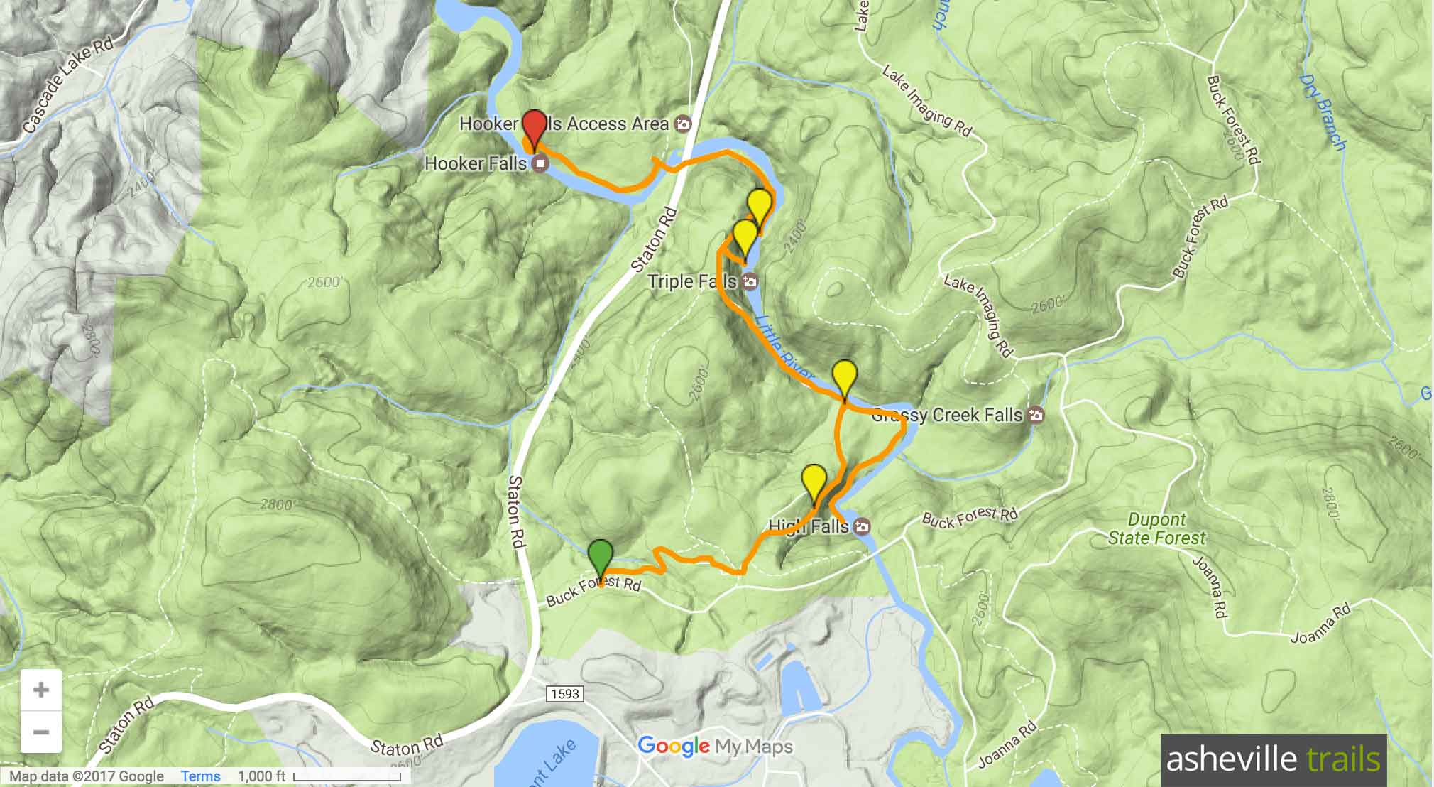 DuPont State Forest Waterfalls Hike Three Waterfalls Trail