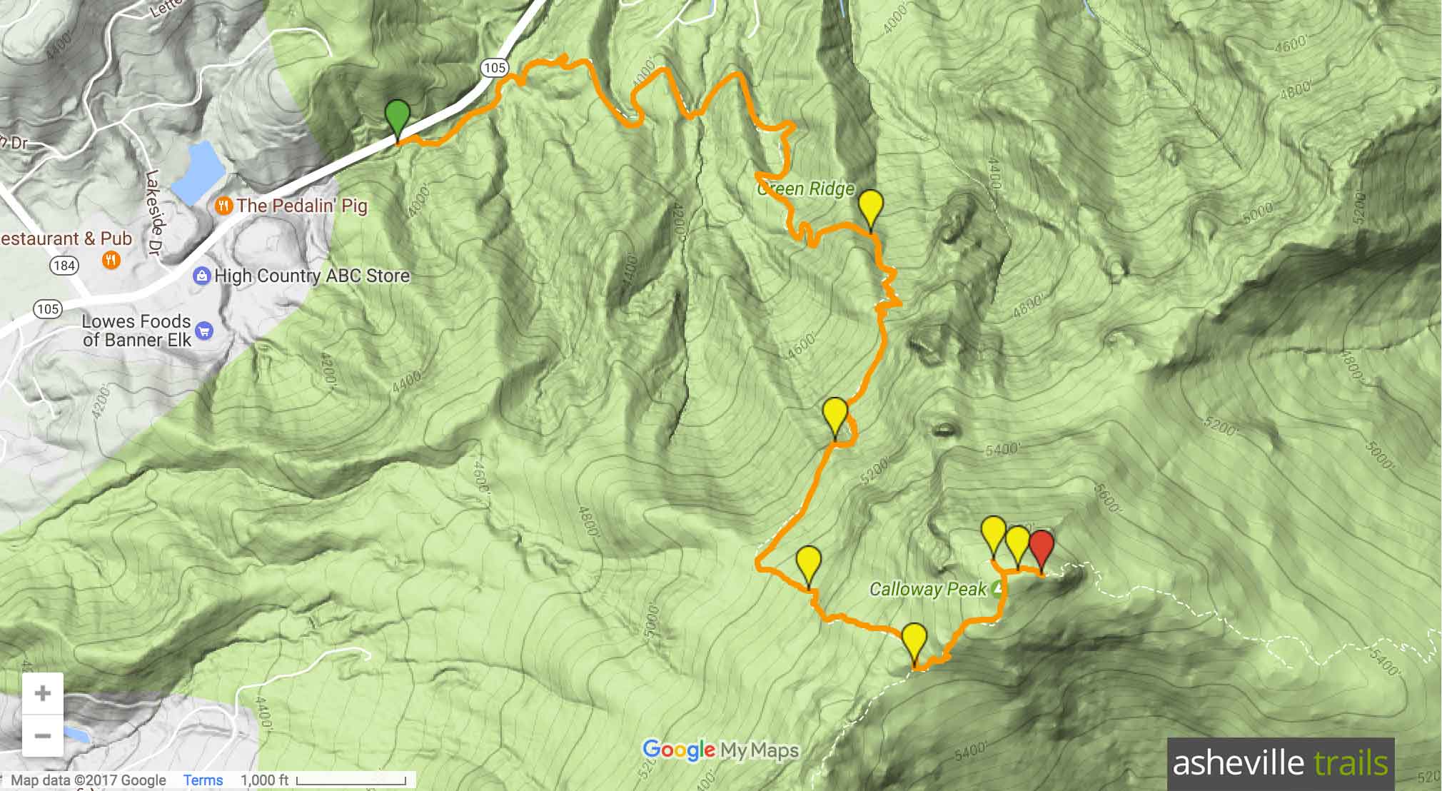 Grandfather Mountain Profile Trail - Grandfather Mountain Calloway Peak Profile Trail Map@2x