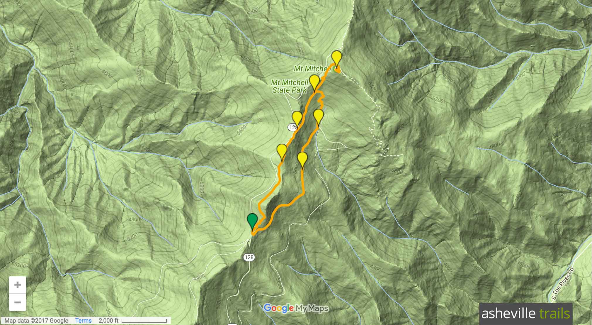 Mount Mitchell hiking the Old Mitchell Trail and Comissary Trail Loop