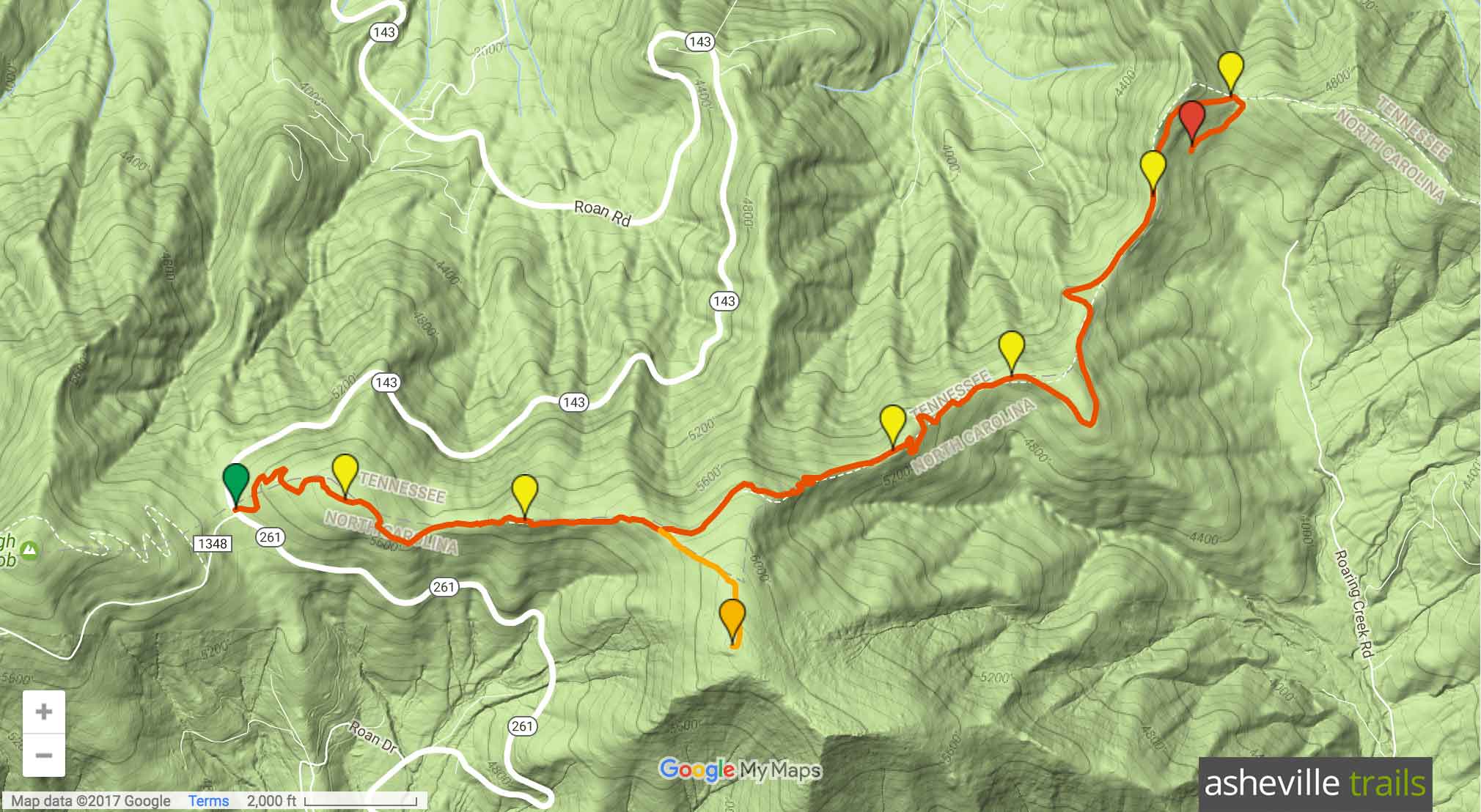 Appalachian Trail Roan Highlands - Roan Highlands Overmountain Shelter Appalachian Trail Map@2x