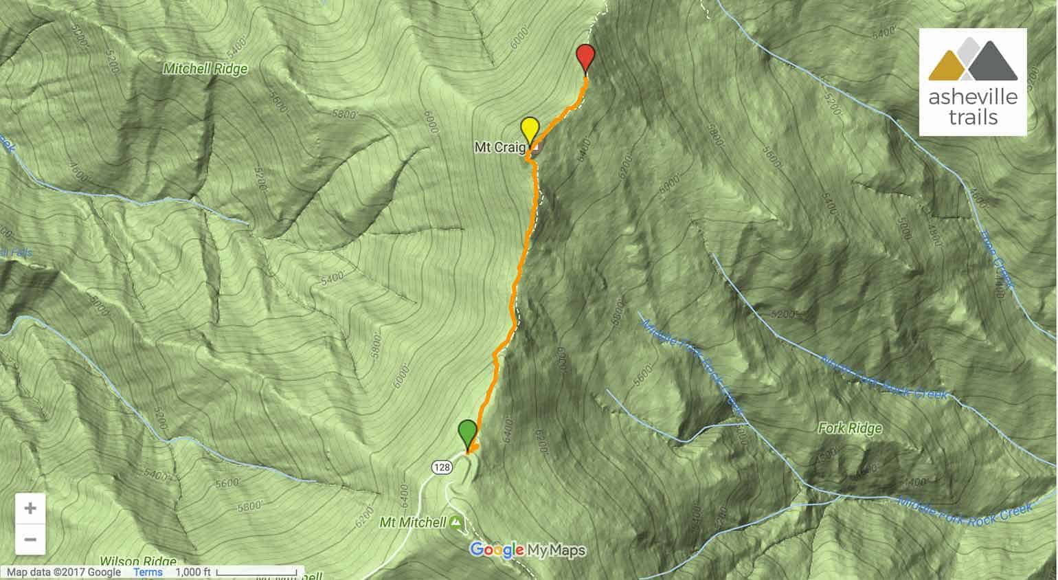 Mount Mitchell Map